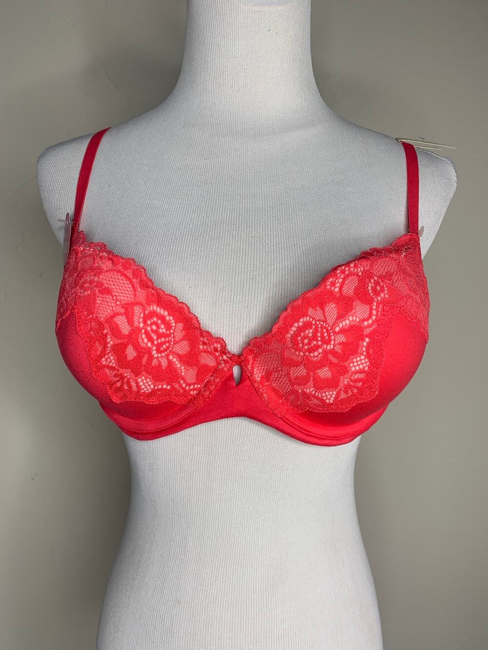 Maidenform Push Up Bra 34B Coral Lace